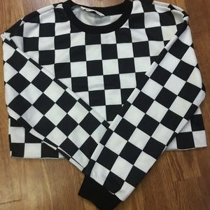 SHEIN black and white checkered crop top